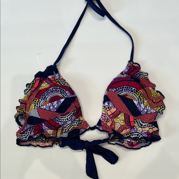 Mossimo ruffle pattern swim bikini top size small - Picture 2 of 5